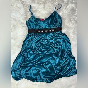Ruby Rox Teal Strapless Dress with Black Accents